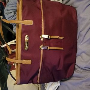 Michael Kors 1705 Burgandy and Tan Crossbody
